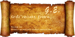 Grünblatt Endre névjegykártya